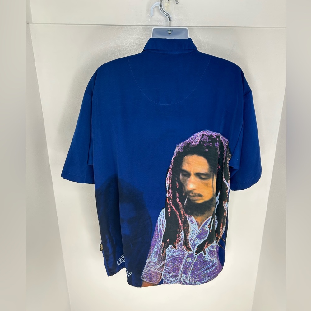 Bob Marley Vintage Dragonfly Shirt XXL Blue Rasta Reggae All Over Big Print VTG - Picture 7 of 13